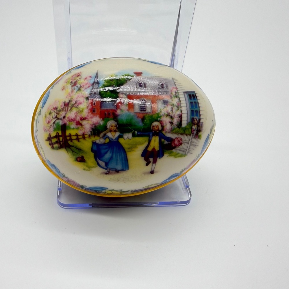 Lenox Easter in Colonial America 1987 Limited Edition Porcelain Egg Gold Trim